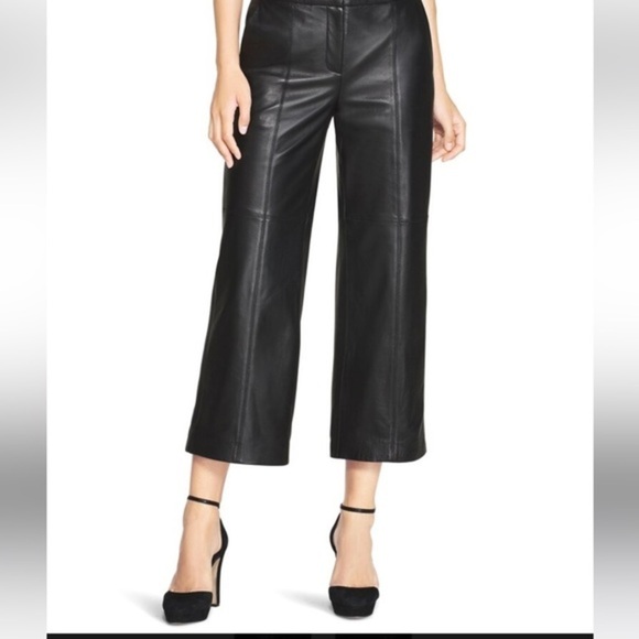 White House Black Market 100% leather straight leg culottes, NWT, size 8 - Picture 4 of 10